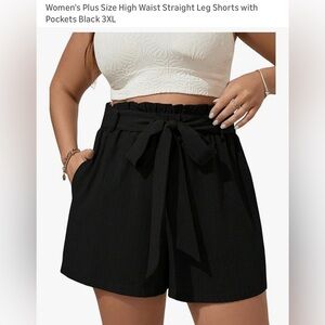 Elegant Black High Waist Tie Shorts